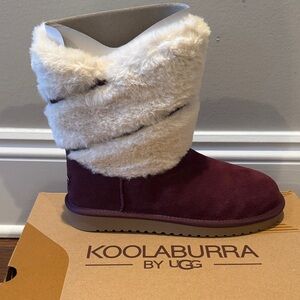Koolaburra by UGG Women's Maroon and Cream Winter Boots